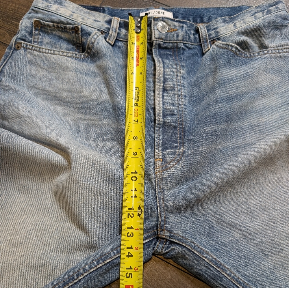 Re/Done High Rise Ripped Straight Leg Jeans Size 32 - Picture 6 of 10